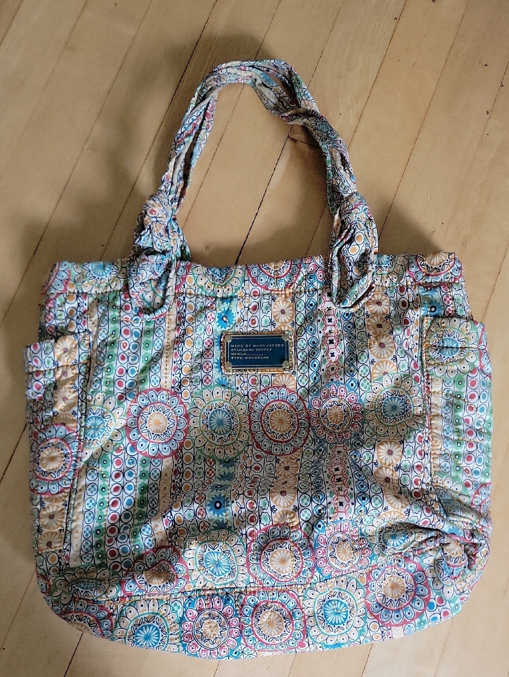 Marc by Marc Jacobs Floral Mosaic Nylon Tote - Blue Pink Yellow Green